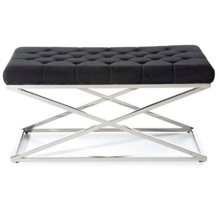 Капитонирана пейка SALIBA 50x97 см лъскав хром/черен