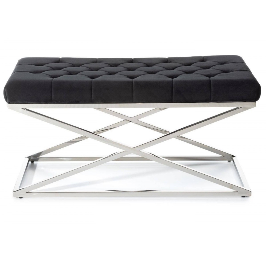 Капитонирана пейка SALIBA 50x97 см лъскав хром/черен