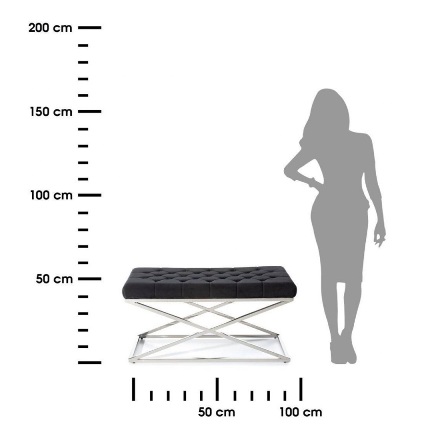 Капитонирана пейка SALIBA 50x97 см лъскав хром/черен