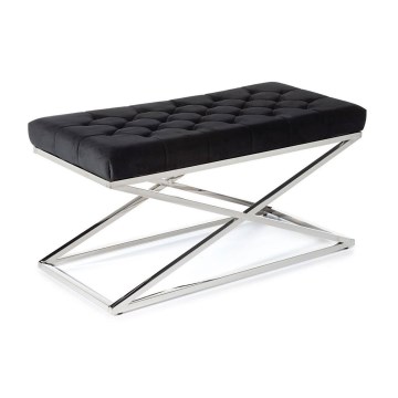 Капитонирана пейка SALIBA 50x97 см лъскав хром/черен