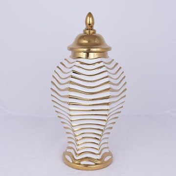 Керамичен буркан 42,2x21,1 см златист/бял