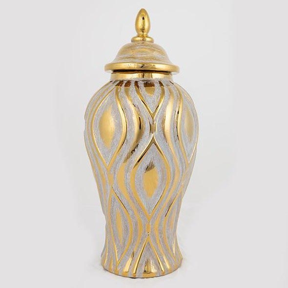 Керамичен буркан 42,6x18,8 см златист/сребрист
