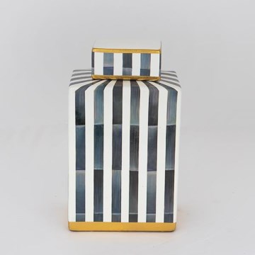 Керамичен буркан 22x18x8 см син/бял