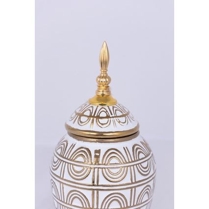 Керамичен буркан 28x15 см златист/бял