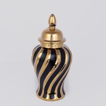 Керамичен буркан 30x14,8 см златист/черен