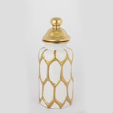 Керамичен буркан 31x12,5 см златист/бял