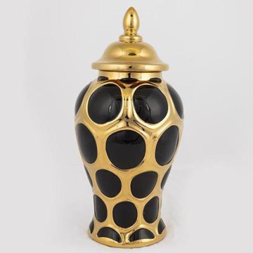 Керамичен буркан 33,8x16 см златист/черен
