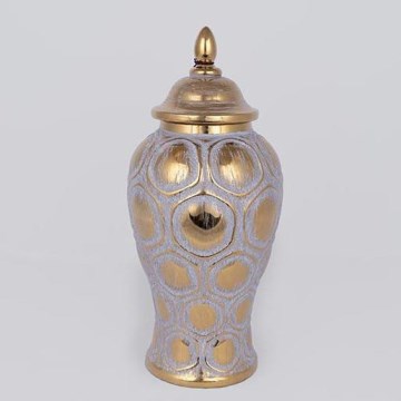 Керамичен буркан 35x18,5 см златист/сив