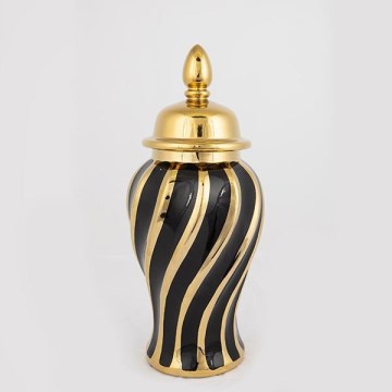 Керамичен буркан 36,5x16 см златист/черен
