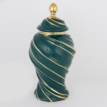 Керамичен буркан 41x20 см златист/зелен