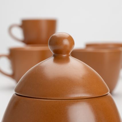 Керамичен чай комплект кафяв