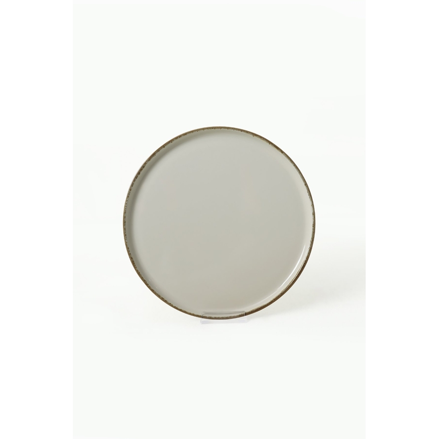 Керамичен комплект за хранене, 24 части, кремав/кафяв