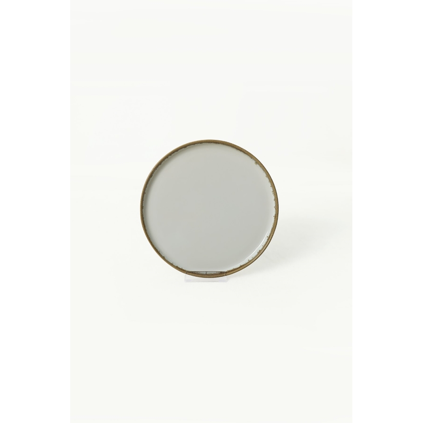 Керамичен комплект за хранене, 24 части, кремав/кафяв