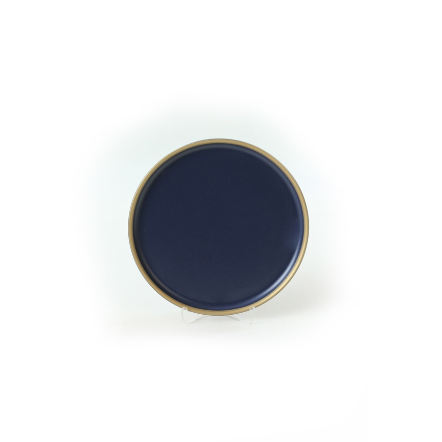 Керамичен комплект за хранене от 24 части, син/златист