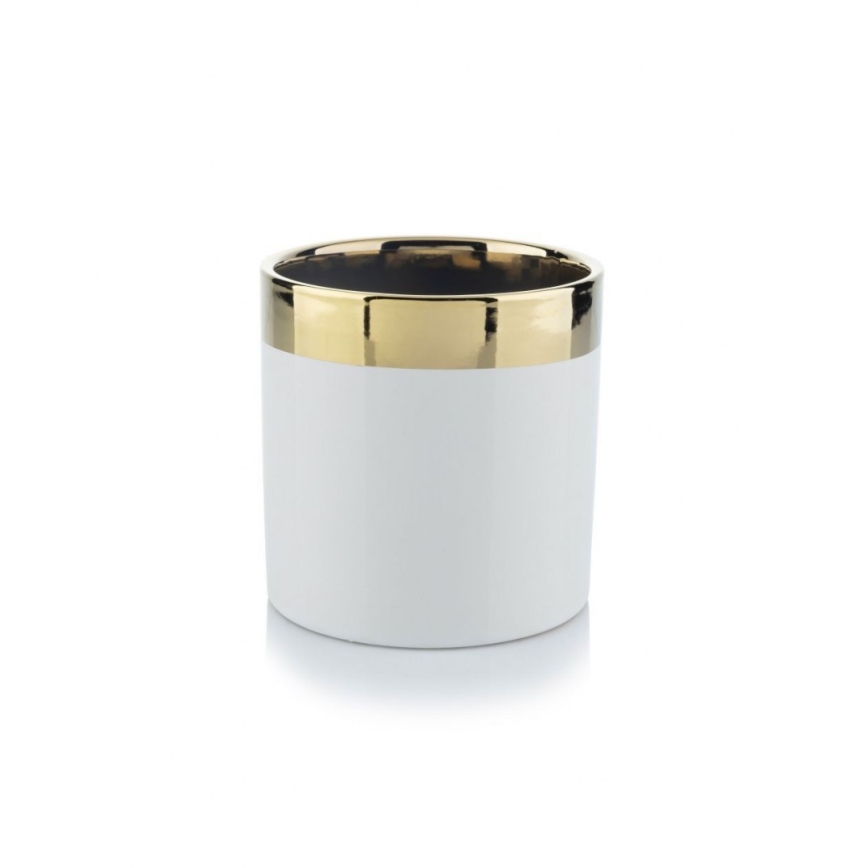 Керамична саксия CINDY 11x11 см бяла/златиста