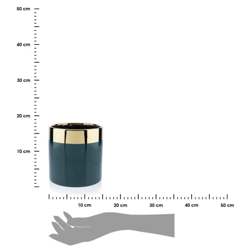 Керамична саксия CINDY 15x15 см зелена/златиста