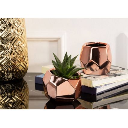 Керамична саксия DORIS 8x11 см розовозлатиста