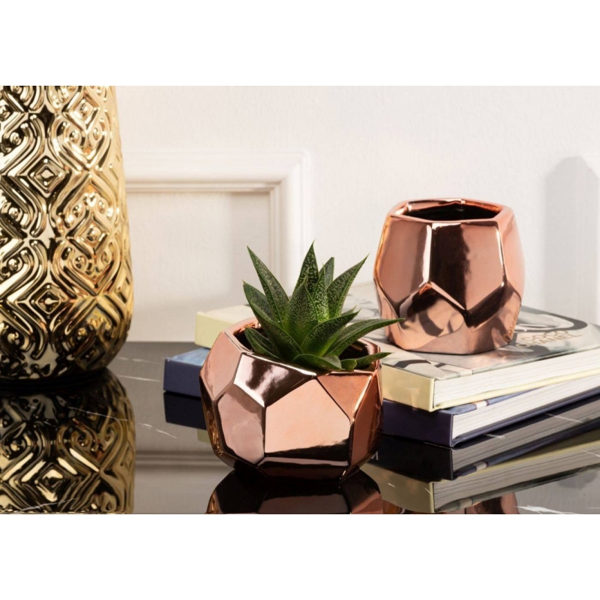 Керамична саксия DORIS 8x11 см розовозлатиста