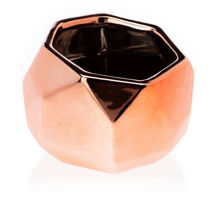 Керамична саксия DORIS 8x11 см розовозлатиста