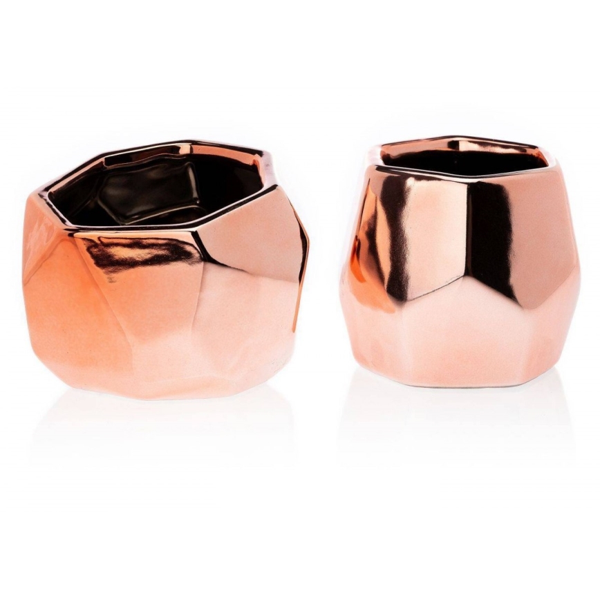 Керамична саксия DORIS 8x11 см розовозлатиста