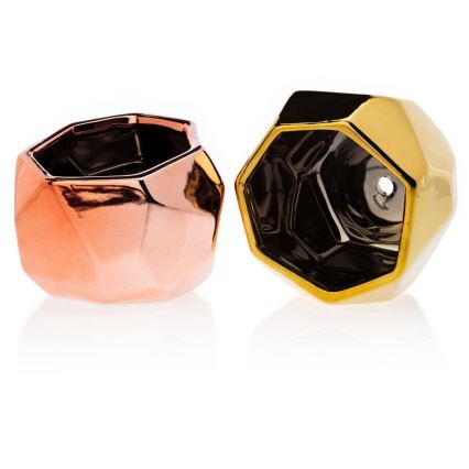 Керамична саксия DORIS 8x11 см розовозлатиста