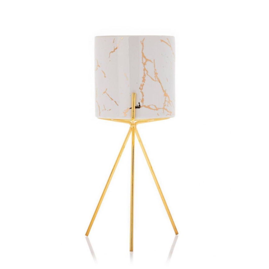 Керамична саксия EMMA 28,3x13 см бяла/златиста