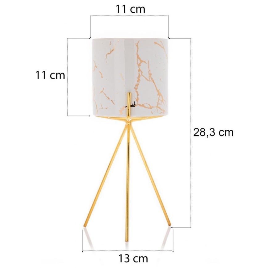 Керамична саксия EMMA 28,3x13 см бяла/златиста