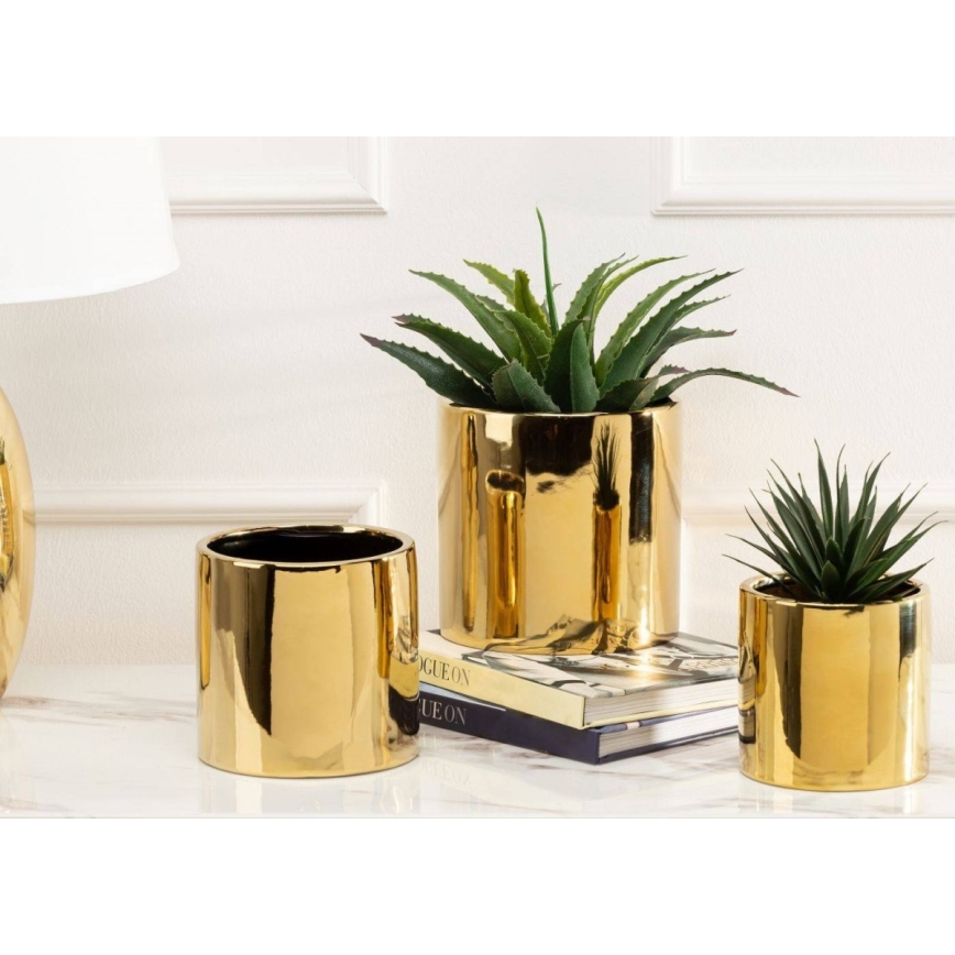 Керамична саксия FLORA 13x13 см златиста