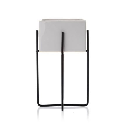 Керамична саксия MIZU 20,4x12,1 см бяла/черна