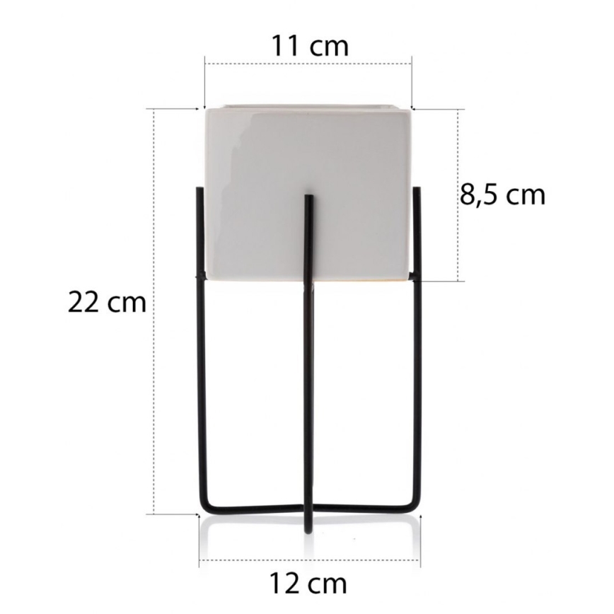 Керамична саксия MIZU 22x12 см бяла/черна