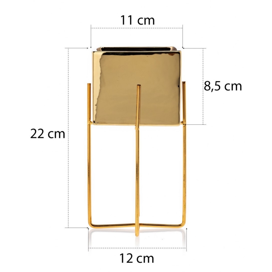 Керамична саксия MIZU 22x12 см златиста