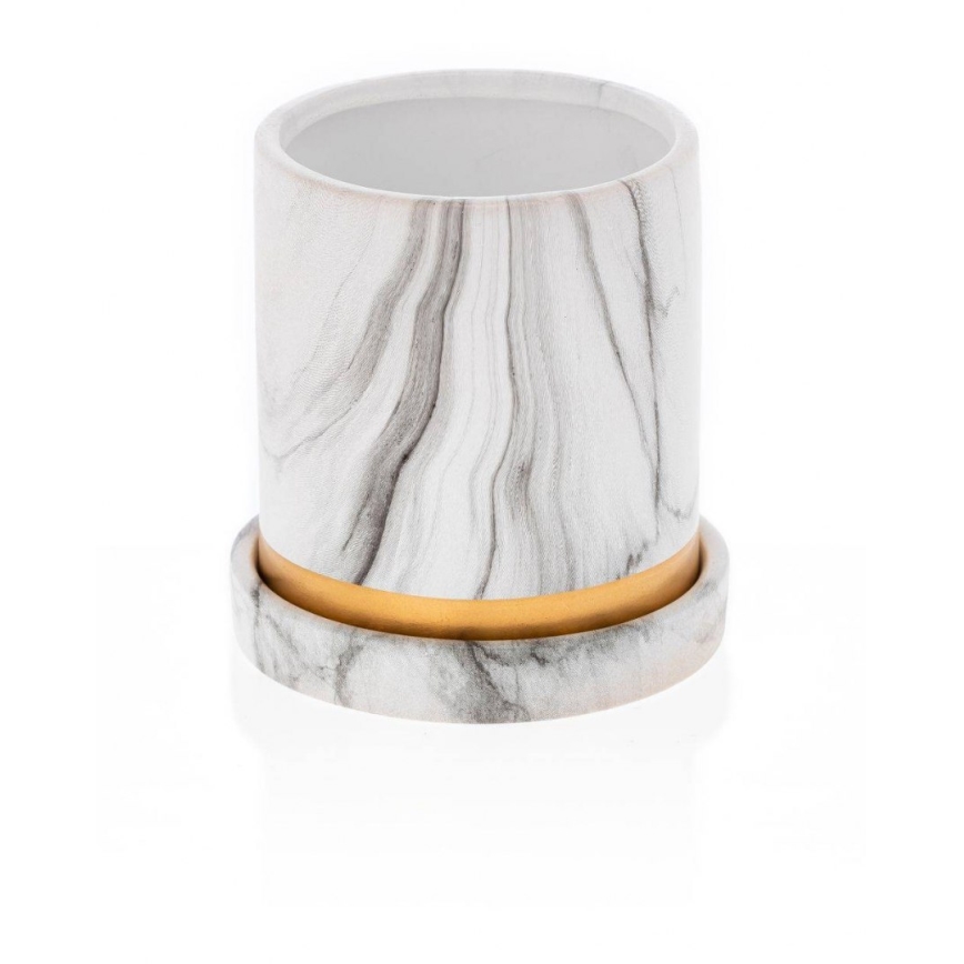 Керамична саксия с купа HANYA 11x11 см мраморен декор