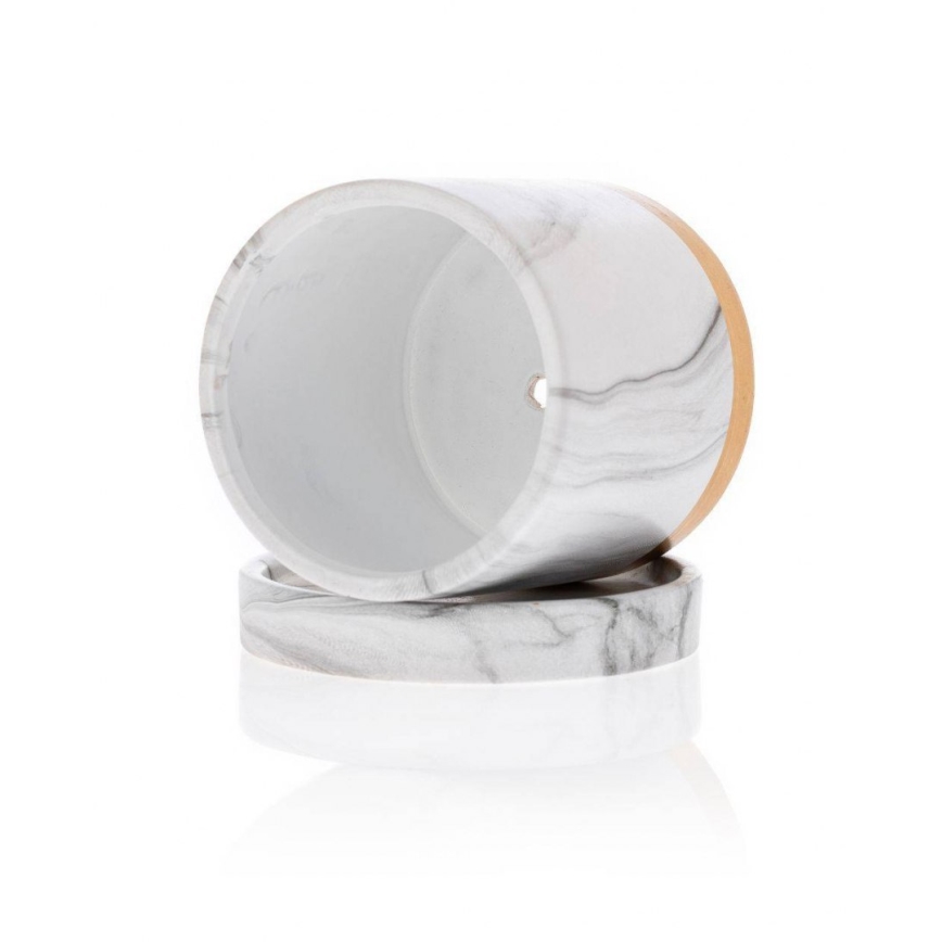 Керамична саксия с купа HANYA 11x11 см мраморен декор