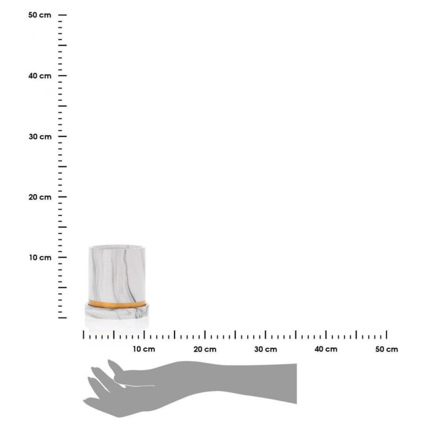 Керамична саксия с купа HANYA 11x11 см мраморен декор