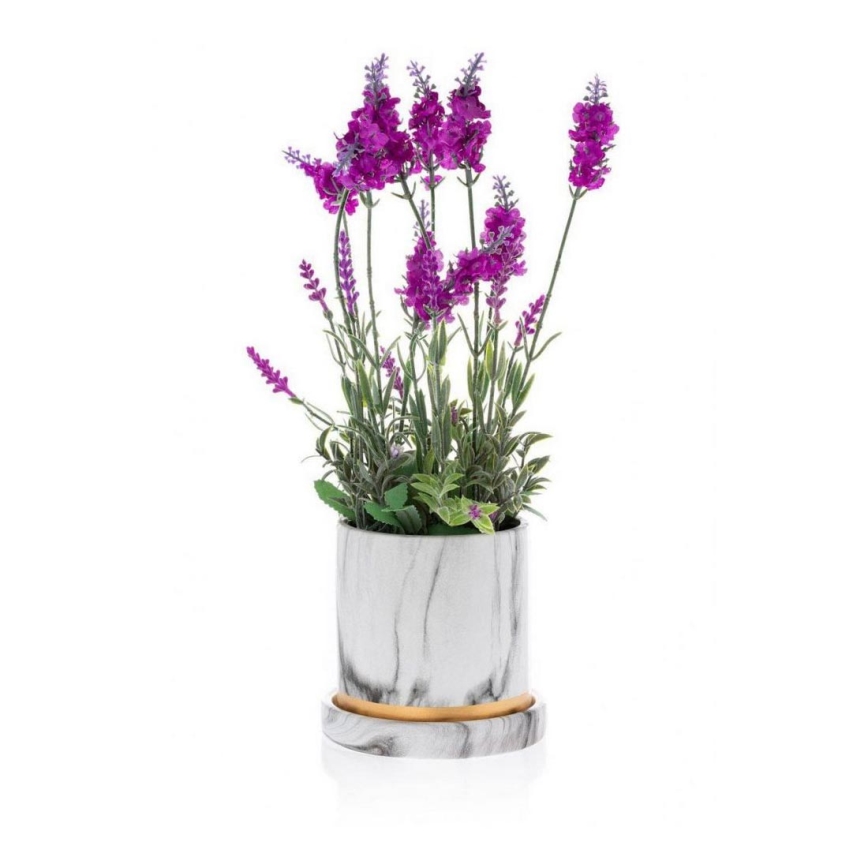 Керамична саксия с купа HANYA 13x13 см мраморен декор