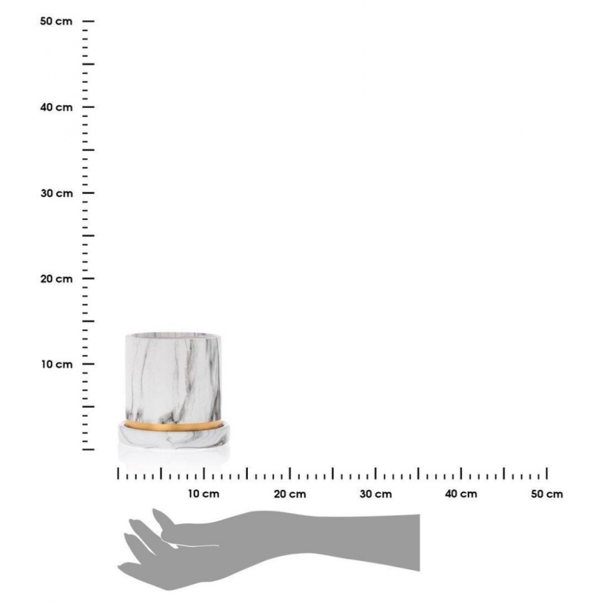 Керамична саксия с купа HANYA 13x13 см мраморен декор