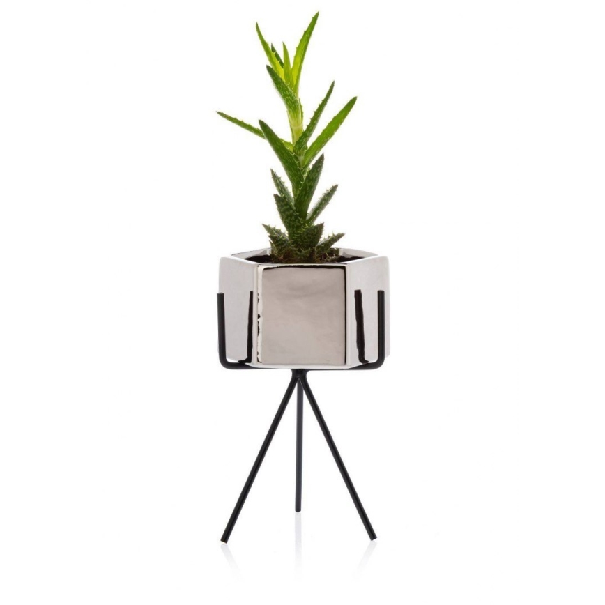 Керамична саксия SASHI 18,2x10,7 см сребриста