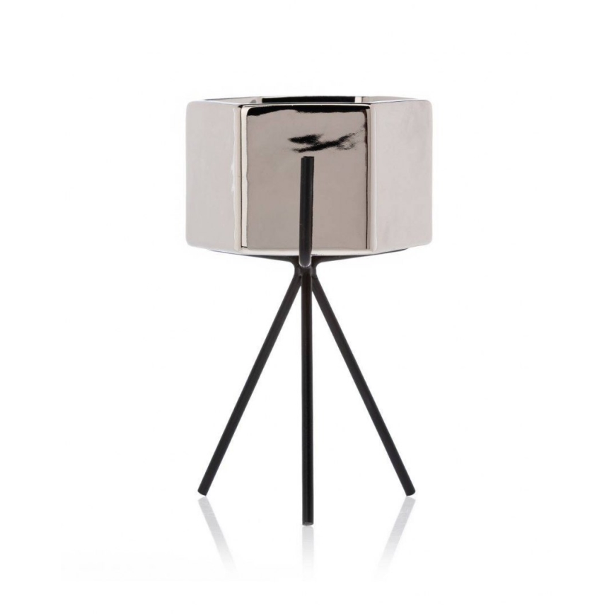 Керамична саксия SASHI 18,2x10,7 см сребриста