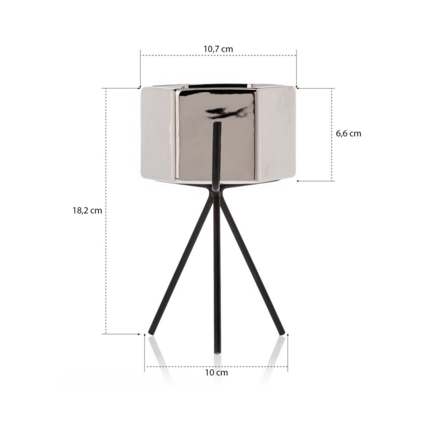 Керамична саксия SASHI 18,2x10,7 см сребриста