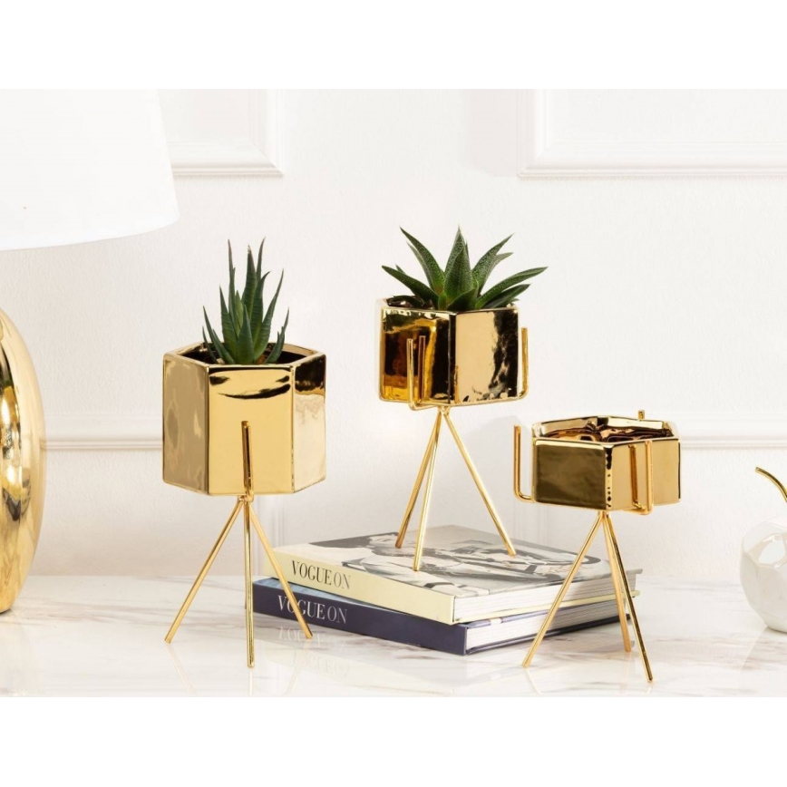 Керамична саксия SASHI 20x11 см златиста