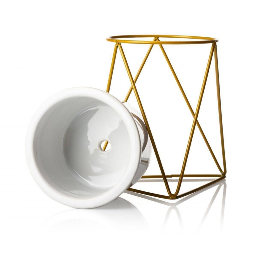 Керамична саксия SASYA 15,5x11,6 см златиста/бяла