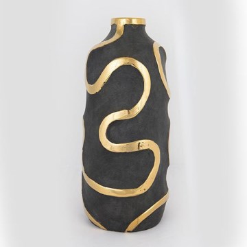 Керамична ваза 45x19,5 см златист/черен
