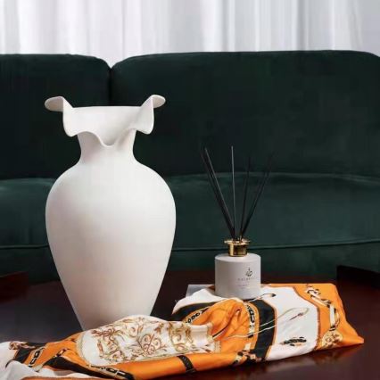 Керамична ваза, бяла, 41,5 x 23 см