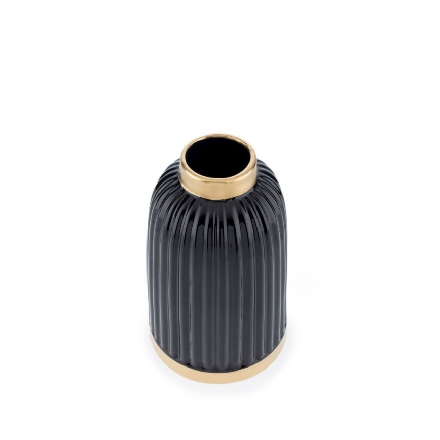 Керамична ваза ROSIE 20,5x12 см черна/златиста