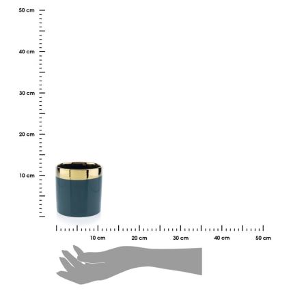 Керамична саксия CINDY 11x11 см зелена/златиста