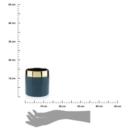 Керамична саксия CINDY 13x13 см зелена/златиста