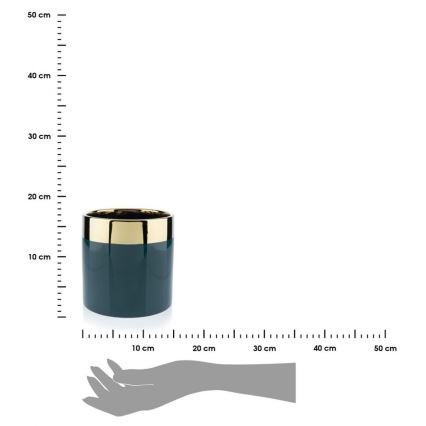Керамична саксия CINDY 15x15 см зелена/златиста