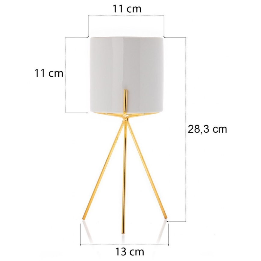 Керамична саксия EMMA 28,3x11 см бяла/златиста