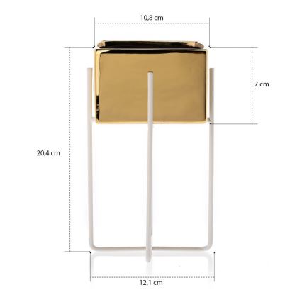 Керамична саксия MIZU 20,4x12,1 см златиста/бяла