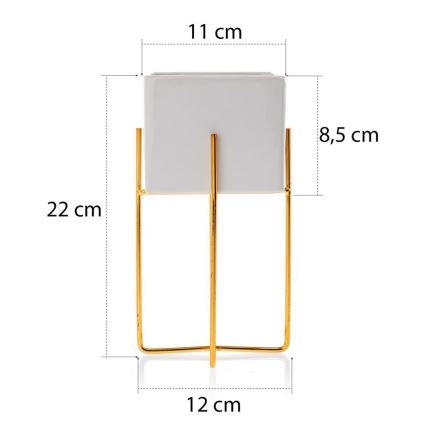 Керамична саксия MIZU 22x12 см бяла/златиста